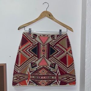 TopShop Woven Geometric Pattern Mini Skirt Colorful